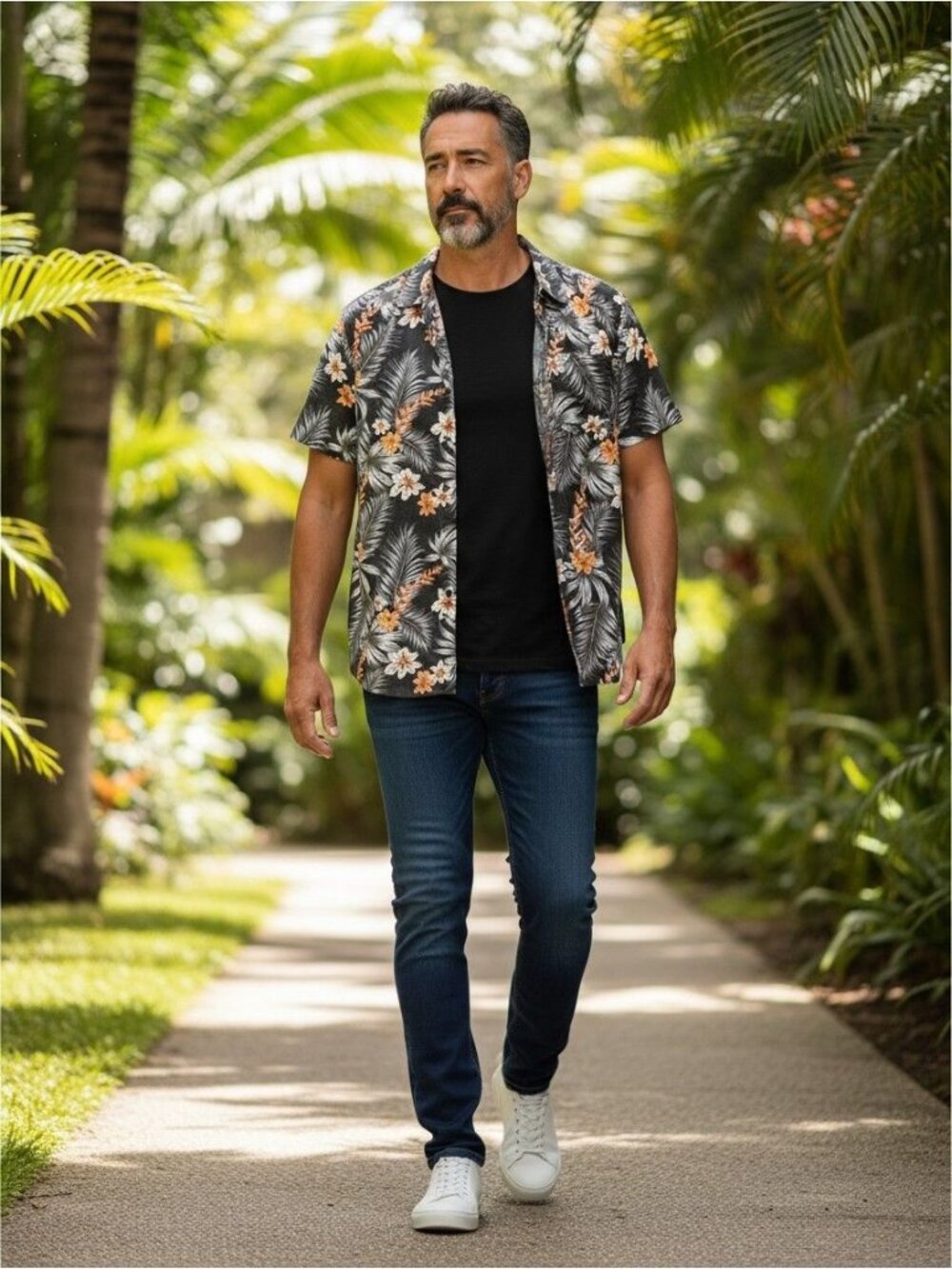 Hurley Mens XXL Black Tropical Floral Short Sleeve Button-Up Shirt Cotton Blend